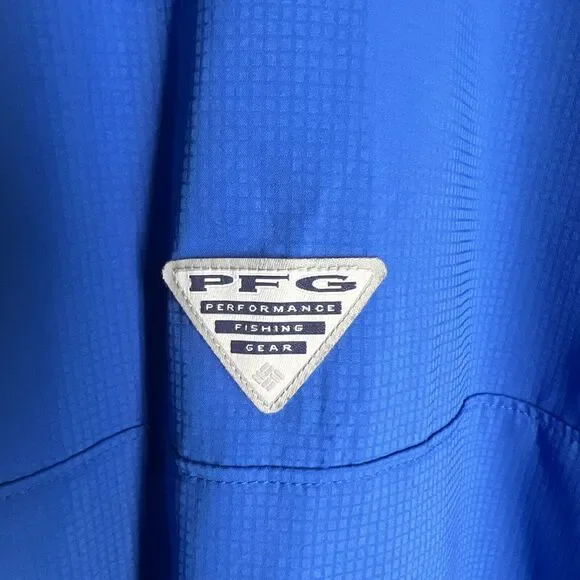 Columbia PFG Shirt Performance Fishing Gear Short Sleeve Blue Vented L - Picture 8 of 10